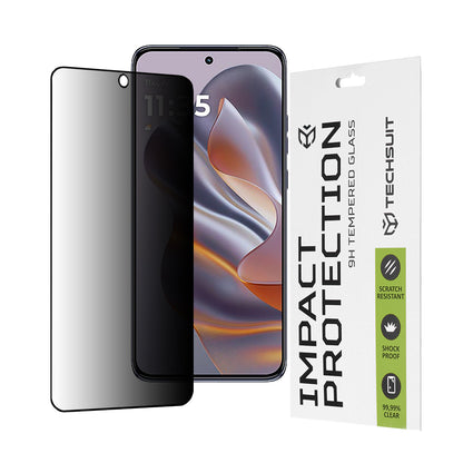 Pellicola protettiva per schermo Privacy Techsuit per Motorola Edge 50 Neo, Vetro Temperato, Full Glue, 111D