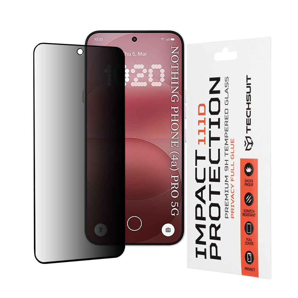 Film de protection écran Privacy Techsuit pour Nothing Phone (4a) Pro, Verre Trempé, Full Glue, 111D