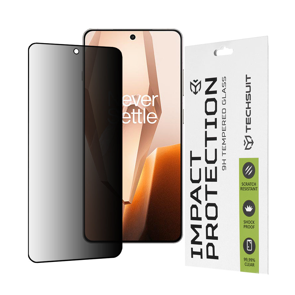 Pellicola protettiva per schermo Privacy Techsuit per OnePlus 13R, Vetro temperato, Full Glue, 111D
