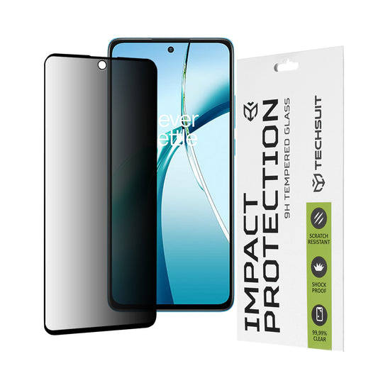 Pellicola protettiva per schermo Privacy Techsuit per OnePlus Nord CE4 Lite, Vetro temperato, Full Glue, 111D