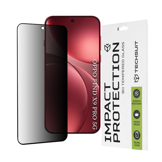 Schutzfolie Privacy Techsuit für Oppo Find X9 Pro, gehärtetes Glas, Full Glue, 111D