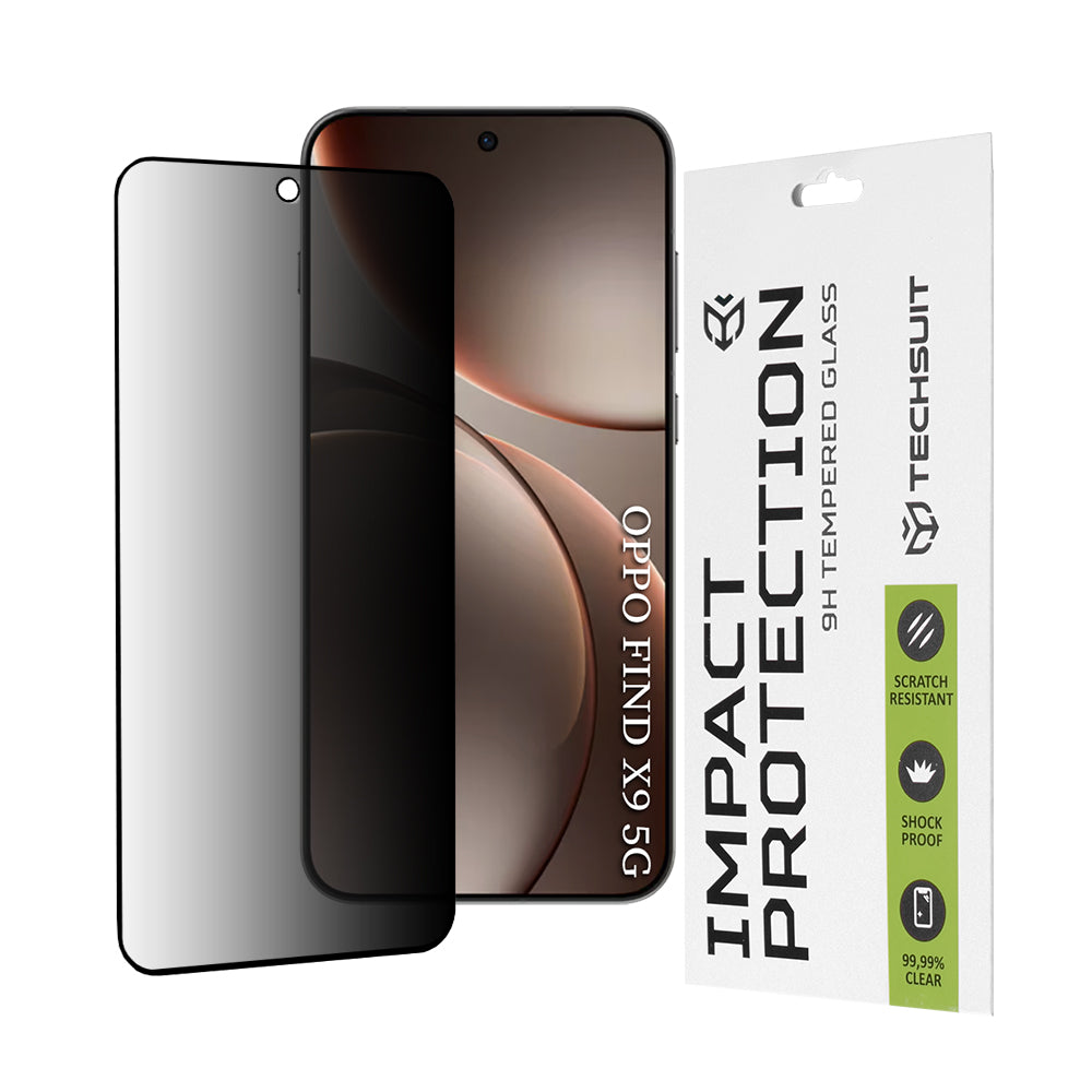 Pellicola Protettiva Schermo Privacy Techsuit per Oppo Find X9, Vetro Temperato, Full Glue, 111D