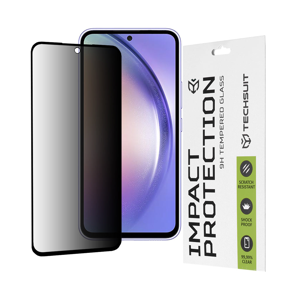 Film de protection d'écran Privacy Techsuit pour Samsung Galaxy A54 A546, Verre Trempé, Full Glue, 111D