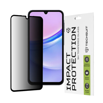 Pellicola protettiva per schermo Privacy Techsuit per Samsung Galaxy M15 / A15 5G A156 / A15 A155, Vetro temperato, Full Glue, 111D