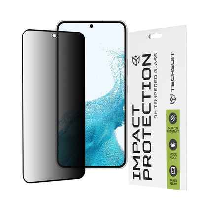 Pellicola protettiva per schermo Privacy Techsuit per Samsung Galaxy S23 S911 / S22 5G S901, Vetro Temperato, Full Glue, 111D
