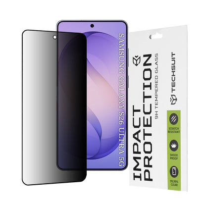 Privacy Techsuit Screen Protector for Samsung Galaxy S26 Ultra, Tempered Glass, Full Glue, 111D
