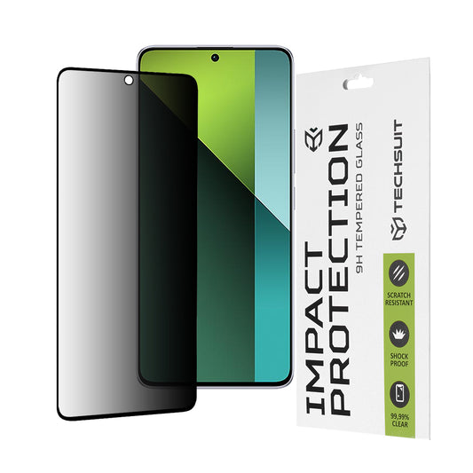 Privacy Techsuit Displayschutzfolie für Xiaomi Poco X6 / Redmi Note 13 Pro 5G, gehärtetes Glas, Full Glue, 111D