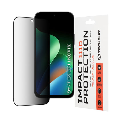 Pellicola protettiva per schermo Privacy Techsuit per Xiaomi Redmi 17 5G / 17 4G, Vetro Temperato, Full Glue, 111D