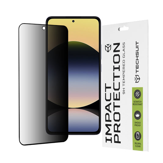 Pellicola protettiva per schermo Privacy Techsuit per Xiaomi Redmi Note 14 4G (Standard), Vetro Temperato, Full Glue, 111D