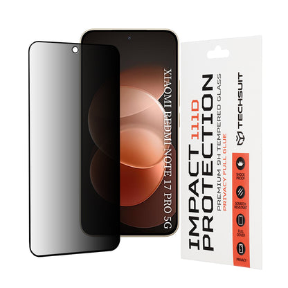 Film de protection d'écran Privacy Techsuit pour Xiaomi Redmi Note 17 Pro / Note 17 Pro Max, Verre Trempé, Full Glue, 111D