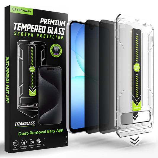 Pellicola protettiva per schermo Privacy Techsuit TitanGlass CrystalHD per Samsung Galaxy A17 5G / A16 5G A166, Vetro Temperato, Full Glue, Set 2 pezzi