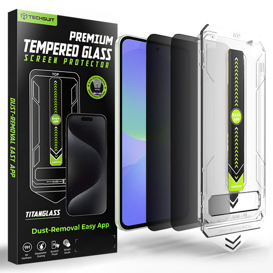 Pellicola protettiva per schermo Privacy Techsuit TitanGlass CrystalHD per Samsung Galaxy A37 5G / A36 A366, Vetro Temperato, Colla Completa, Set 2 pezzi