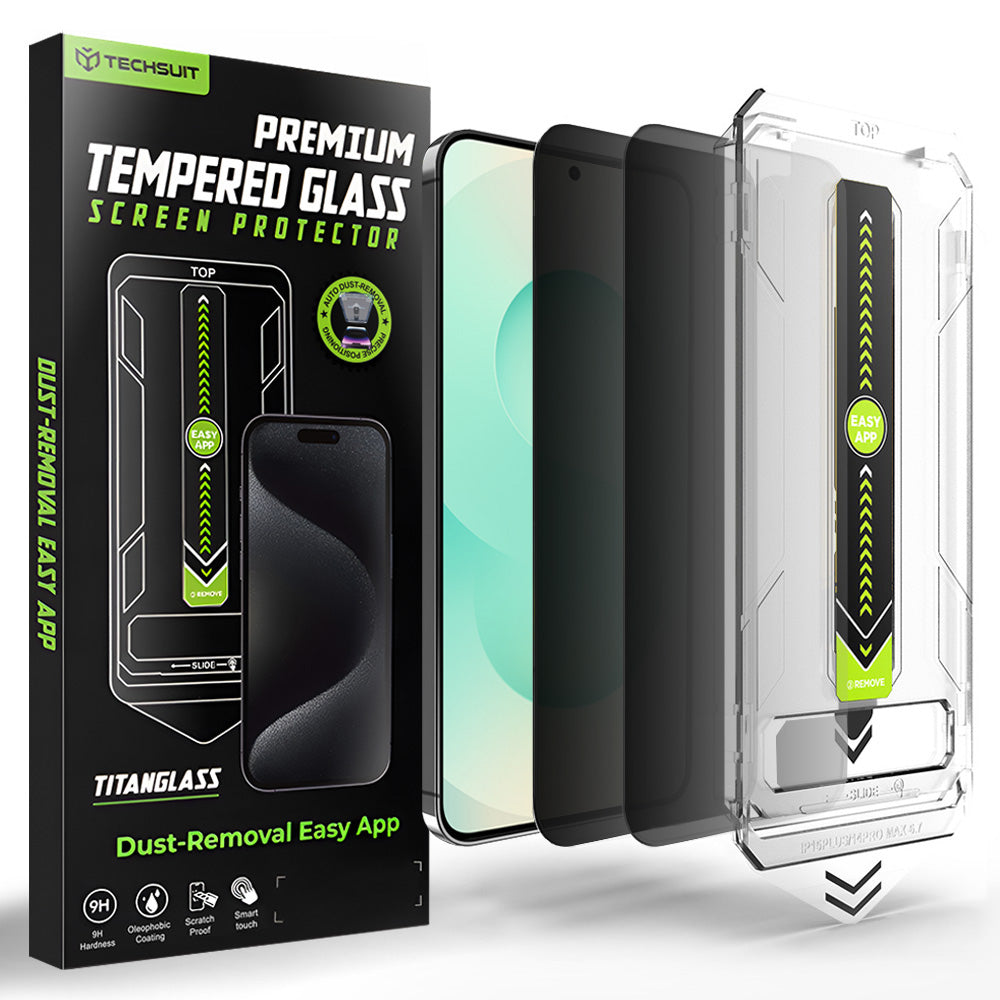 Pellicola Protettiva Schermo Privacy Techsuit TitanGlass CrystalHD per Samsung Galaxy S26 Plus, Vetro Temperato, Full Glue, Set 2 pezzi