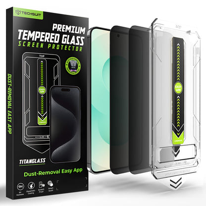 Pellicola Protettiva Schermo Privacy Techsuit TitanGlass CrystalHD per Samsung Galaxy S26 Plus, Vetro Temperato, Full Glue, Set 2 pezzi