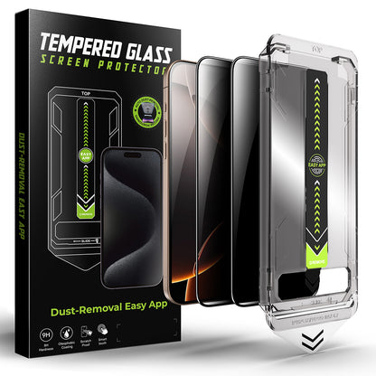 Film de protection d'écran Privacy Techsuit TitanGlass pour Apple iPhone 15 Pro Max, Verre Sécurisé, Full Glue, Set de 2 pièces