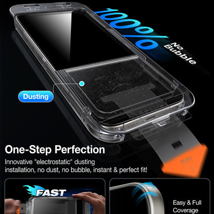 Film de protection écran Privacy Torras GlassGo Install Master pour Apple iPhone 16 Pro, Verre Trempé, Full Glue