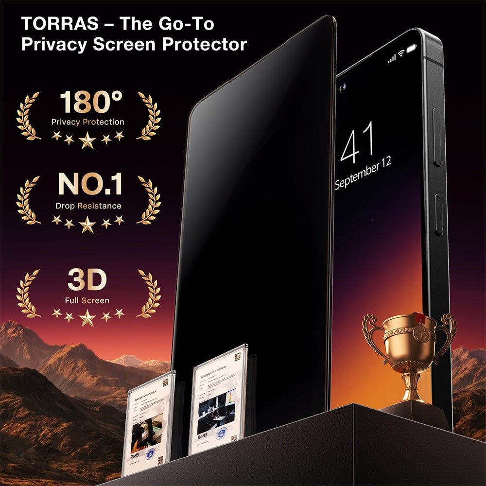 Torras GlassGo Install Master Privacy Screen Protector for Samsung Galaxy S26 Ultra, Tempered Glass, Full Glue