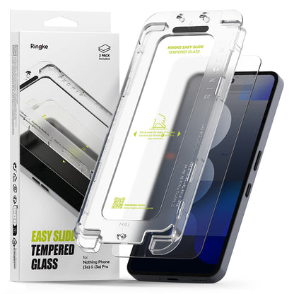 Pellicola protettiva per schermo Ringke Easy Slide per Nothing Phone (3a) / Phone (3a) Pro, Vetro temperato, Full Glue, Set da 2 pezzi
