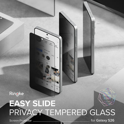 Pellicola Protettiva Schermo Ringke Easy Slide per Samsung Galaxy S26, Vetro Temperato, Full Glue, Set 2 pezzi, Nera