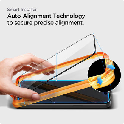 Schutzfolie Spigen GlastR Align Master für Apple iPhone 15 Plus, gehärtetes Glas, Full Glue, Set mit 2 Stück, Schwarz AGL06886