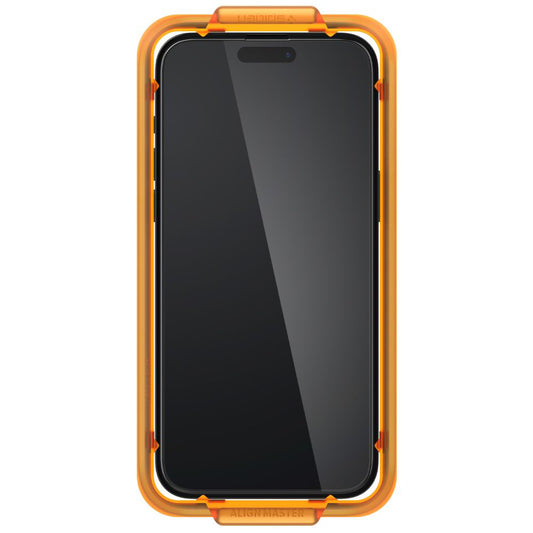 Schutzfolie Spigen GlastR Align Master für Apple iPhone 15, gehärtetes Glas, Full Glue, Set mit 2 Stück, Schwarz AGL06906