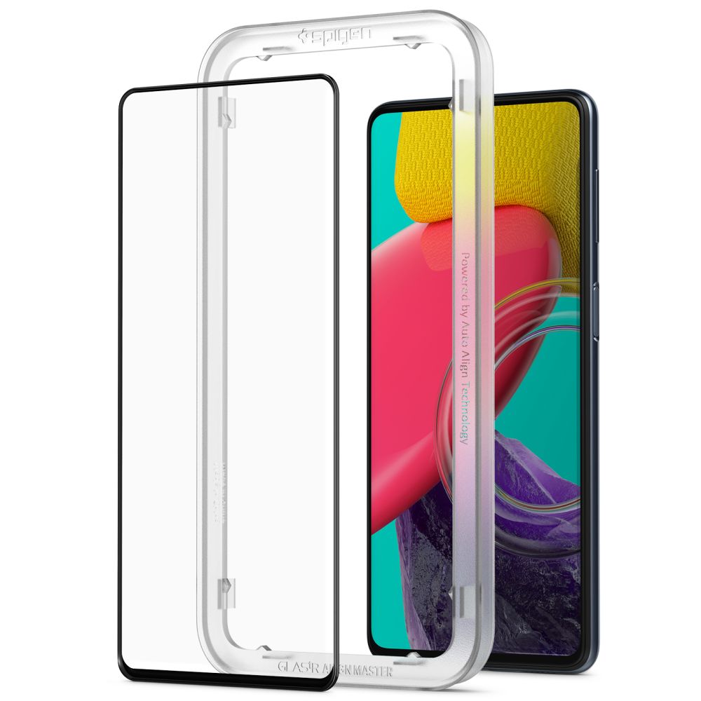 Film de protection écran Spigen GlastR Align Master pour Samsung Galaxy M53 M536, Verre Trempé, Full Glue, Noir