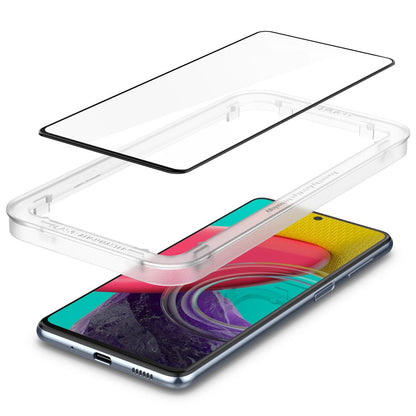 Film de protection écran Spigen GlastR Align Master pour Samsung Galaxy M53 M536, Verre Trempé, Full Glue, Noir