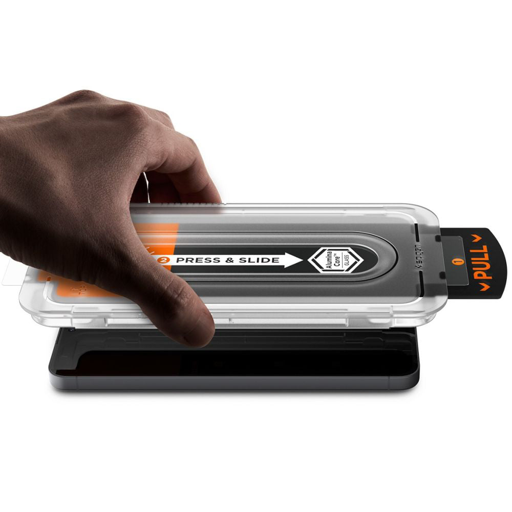 Film de protection écran Spigen GlastR EZ FIT Pro HD pour Samsung Galaxy S25 FE, Verre Trempé, Full Glue, Lot de 2 pièces