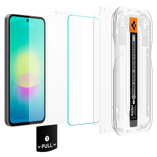 Film de protection d'écran Spigen GlastR EZ FIT Pro pour Samsung Galaxy A27 5G, Verre trempé, Collage intégral, Set de 2 pièces AGL11809