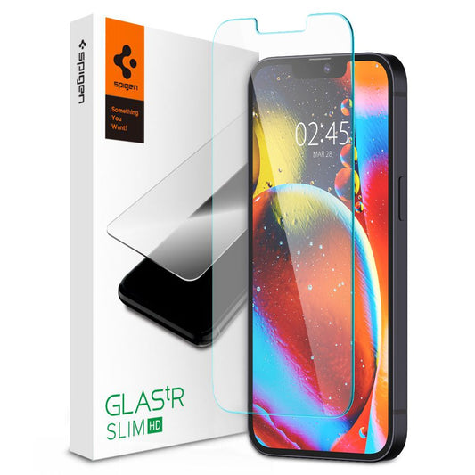 Film de protection d'écran Spigen GlastR Slim pour Apple iPhone 14 Plus / 13 Pro Max, Verre Trempé, Full Glue AGL03382