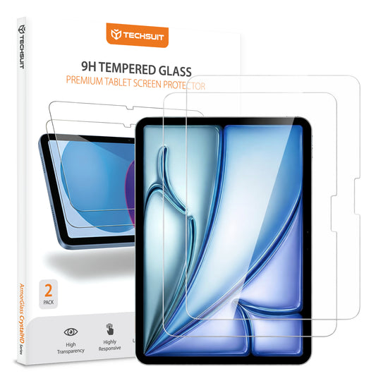 Schutzfolie Techsuit ArmorGlass CrystalHD für Apple iPad Air 11 (2025) / Air 11 (2024), gehärtetes Glas, Full Glue, Set mit 2 Stück