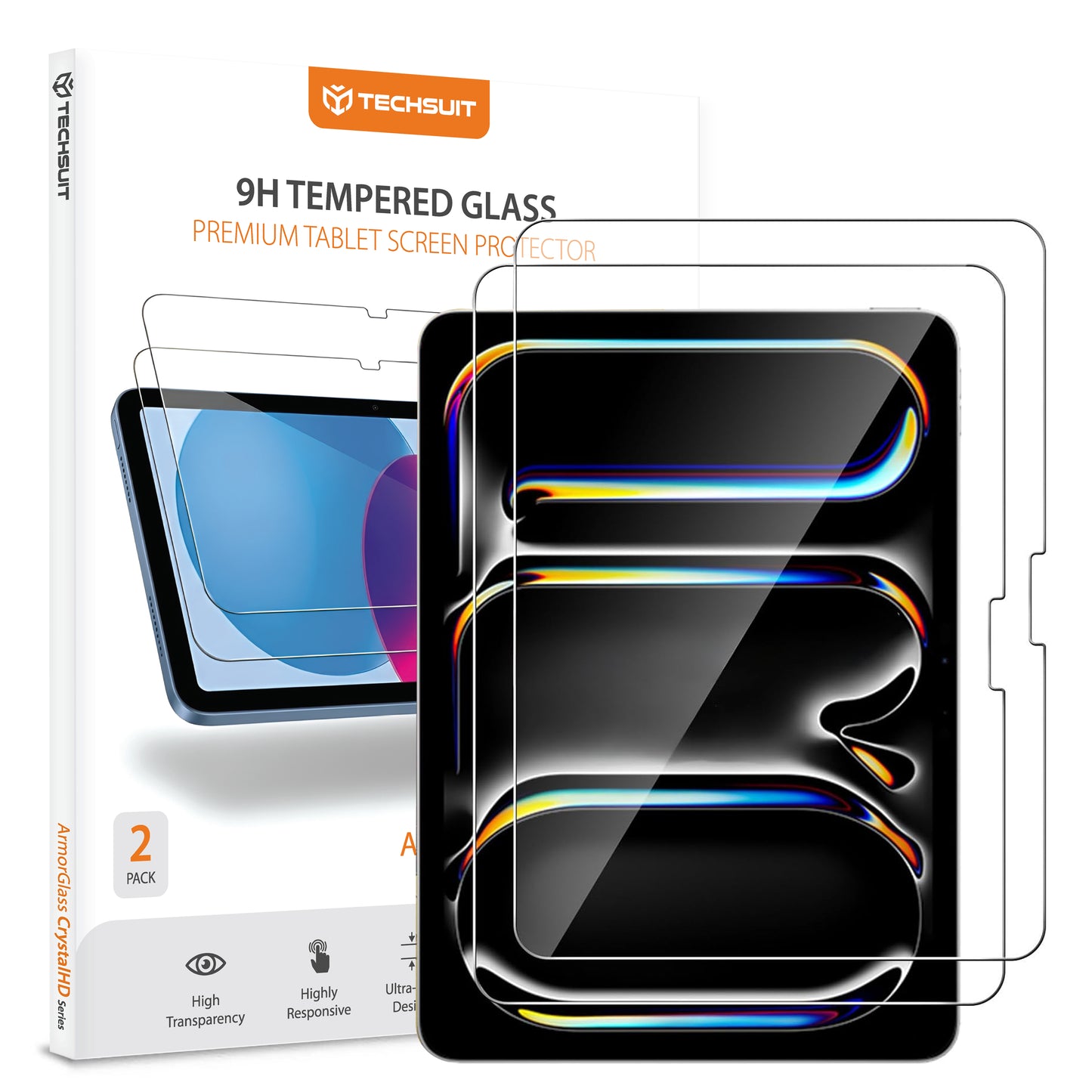 Pellicola protettiva per schermo Techsuit ArmorGlass CrystalHD per Apple iPad Air 13 (2026) / Pro 13 (2025), Vetro temperato, Full Glue, Set da 2 pezzi