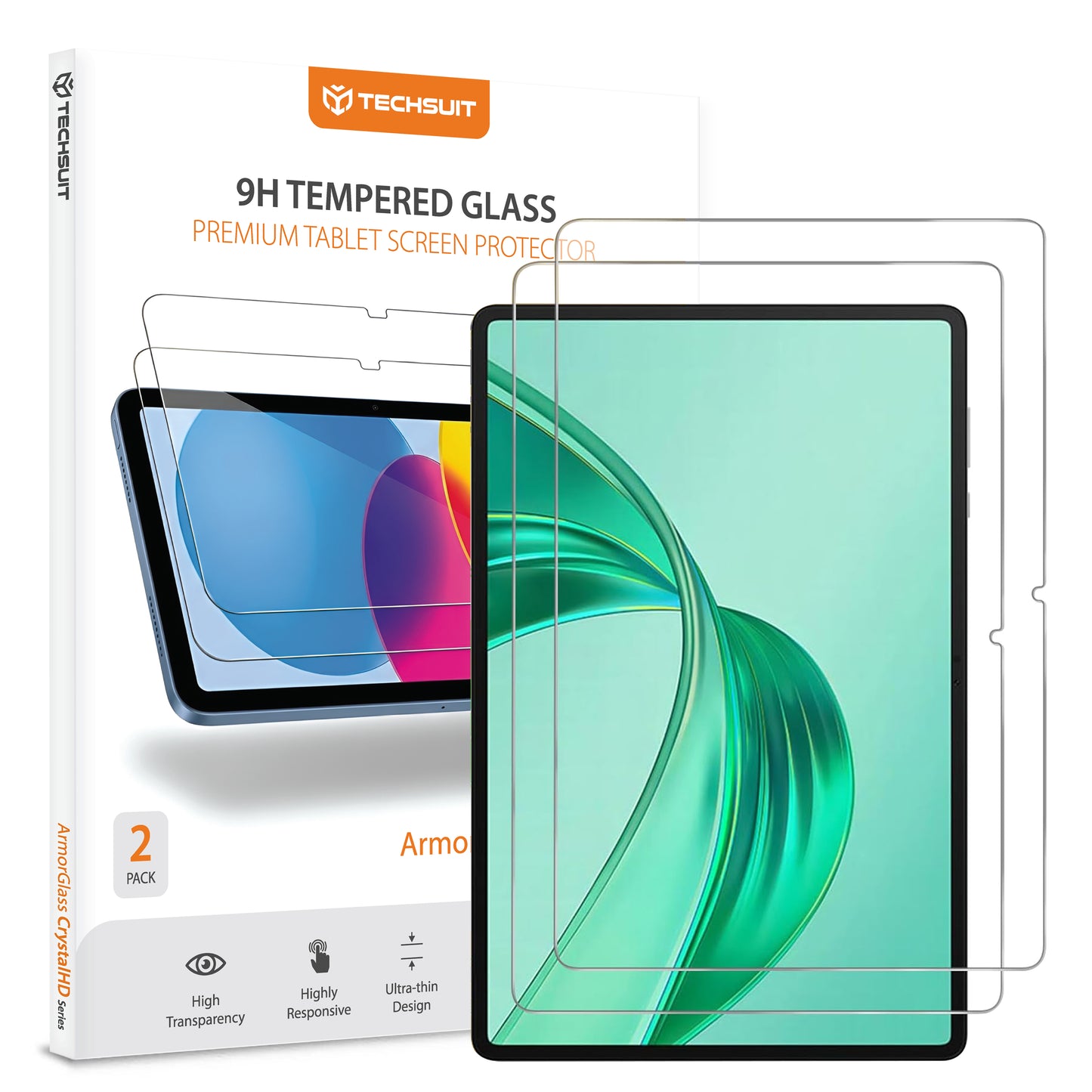 Pellicola protettiva schermo Techsuit ArmorGlass CrystalHD per Honor Pad X8a / Xiaomi Pad 6 / 6 Pro, Vetro Temperato, Full Glue, Set 2 pezzi