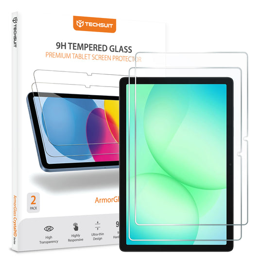 Film de protection d'écran Techsuit ArmorGlass CrystalHD pour Samsung Galaxy Tab A11+ / Tab A9+, Verre Trempé, Full Glue, Lot de 2 pièces