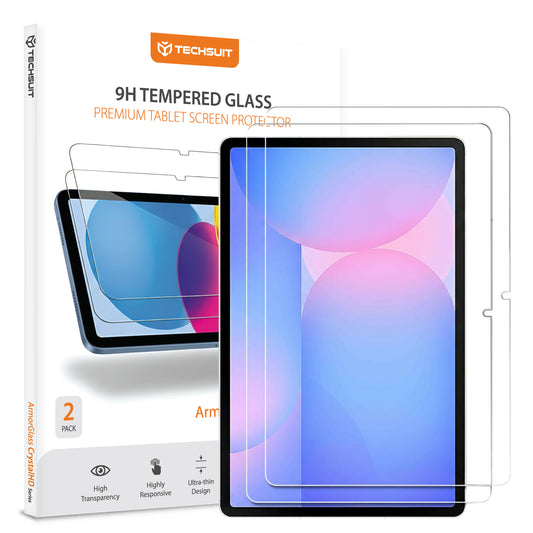 Film de protection d'écran Techsuit ArmorGlass CrystalHD pour Samsung Galaxy Tab S10 FE+, Verre Trempé, Full Glue, Lot de 2 pièces