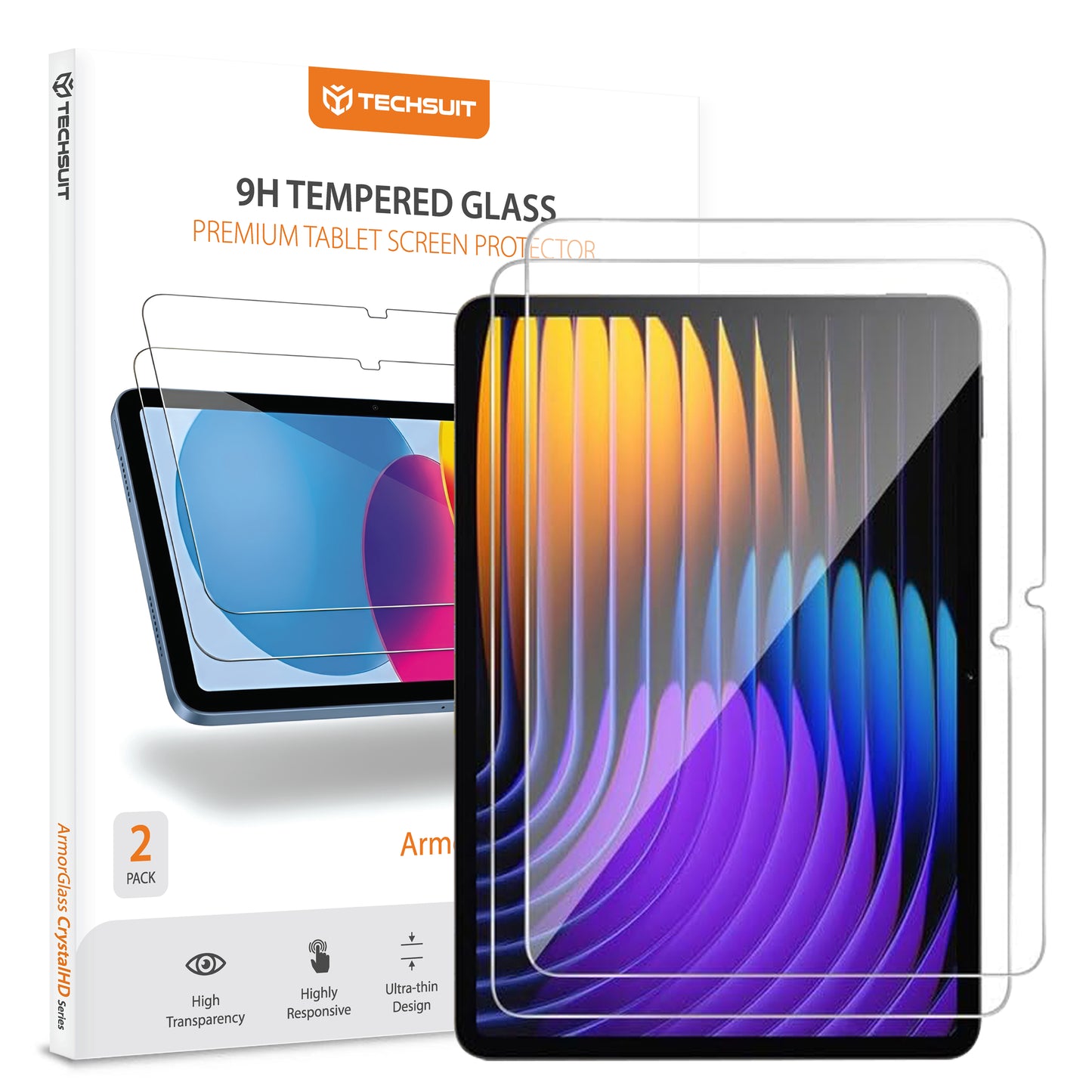 Pellicola protettiva schermo Techsuit ArmorGlass CrystalHD per Xiaomi Pad 7 / 7 Pro, Vetro Temperato, Full Glue, Set 2 pezzi