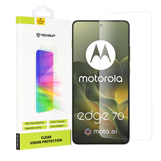 Techsuit Clear Vision Screen Protector for Motorola Edge 70, Tempered Glass, Full Glue