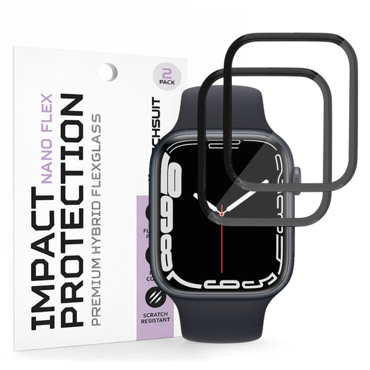 Pellicola protettiva Schermo Techsuit Nano Flex per Apple Watch Series 9 / 8 / 7 45mm, Plastica, Set 2 pezzi, Nera