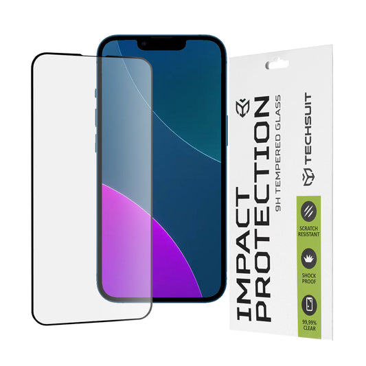 Film de protection d'écran Techsuit pour Apple iPhone 13 mini, Verre trempé, Full Glue, 111D, Noir