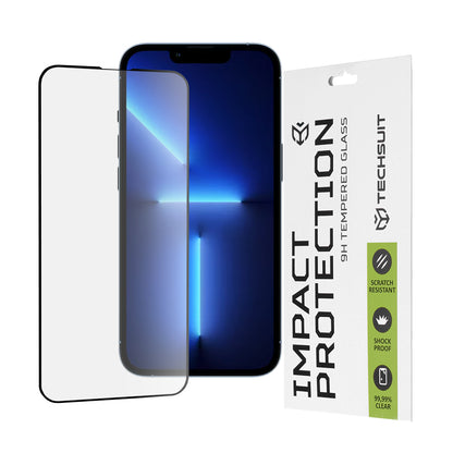 Pellicola protettiva per schermo Techsuit per Apple iPhone 14 Plus / 13 Pro Max, Vetro temperato, Full Glue, 111D, Nero