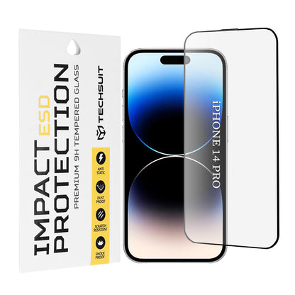 Film de protection d'écran Techsuit pour Apple iPhone 14 Pro, Verre trempé, Full Glue, Noir