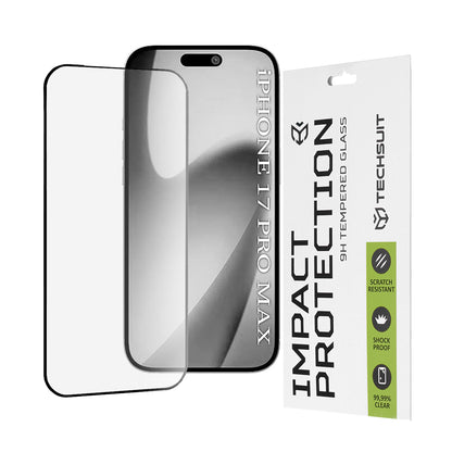 Film de protection d'écran Techsuit pour Apple iPhone 17 Pro Max, Verre Trempé, Full Glue, 111D, Noir