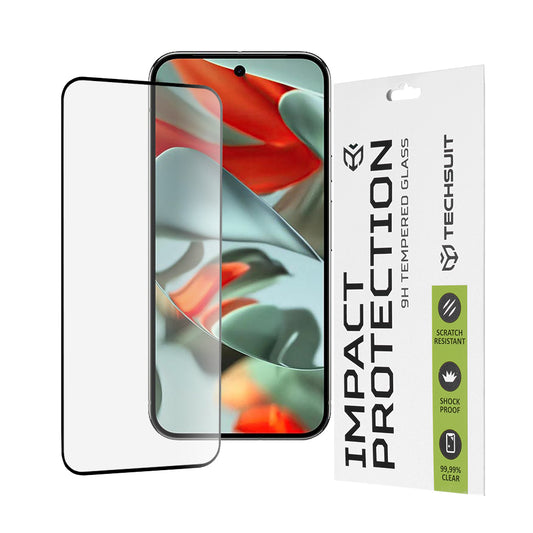 Pellicola protettiva per schermo Techsuit per Google Pixel 9 Pro XL, Vetro Temperato, Full Glue, 111D, Nero