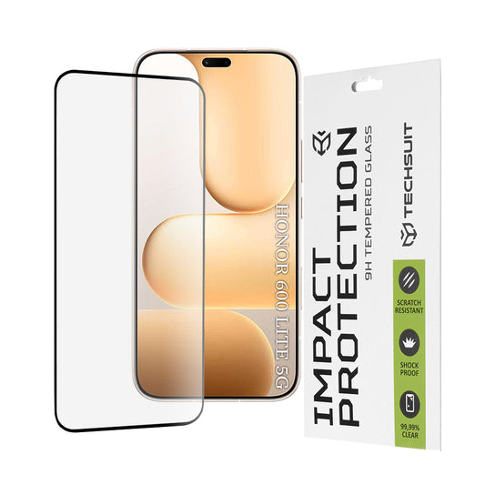 Film de protection d'écran Techsuit pour Honor 600 Lite, Verre Trempé, Full Glue, 111D, Noir