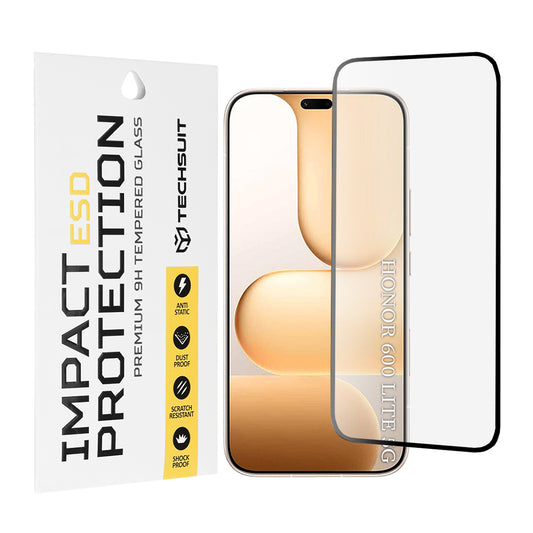 Film de protection d'écran Techsuit pour Honor 600 Lite, Verre Trempé, Full Glue, Noir