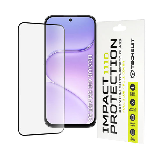 Film de protection d'écran Techsuit pour Honor 600 Smart, Verre Trempé, Full Glue, 111D, Noir