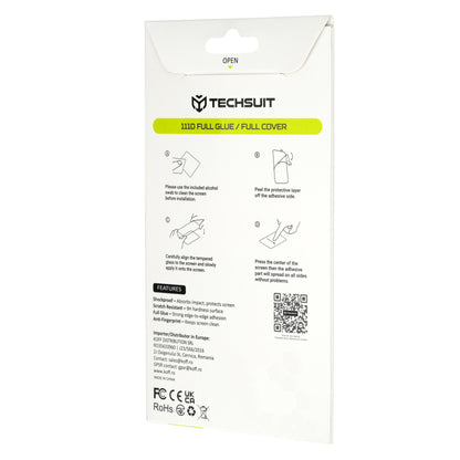 Film de protection d'écran Techsuit pour Honor 600 Smart, Verre Trempé, Full Glue, 111D, Noir