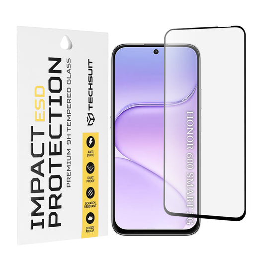 Pellicola protettiva per schermo Techsuit per Honor 600 Smart, Vetro temperato, Full Glue, Nero