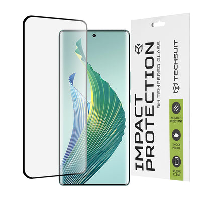 Pellicola protettiva per schermo Techsuit per Honor Magic5 Lite, Vetro temperato, Full Glue, 111D, Nero