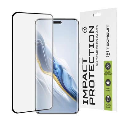 Techsuit Displayschutzfolie für Honor Magic6 Pro, gehärtetes Glas, Full Glue, 111D, Schwarz
